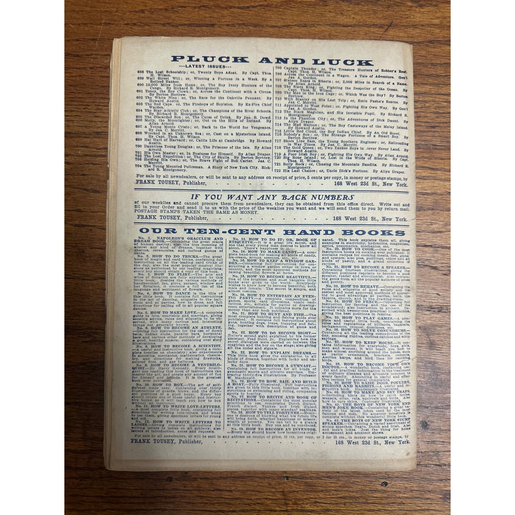 Vintage 1912 Pluck & Luck 5 Cent Magazine Issue Shore Line Sam Story Frank Tousey