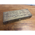 Antique Victorian Pyrography Art Wooden Storage Box Ornate Floral Flemish