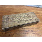 Antique Victorian Pyrography Art Wooden Storage Box Ornate Floral Flemish