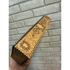 Antique Victorian Pyrography Art Wooden Storage Box Ornate Floral Flemish