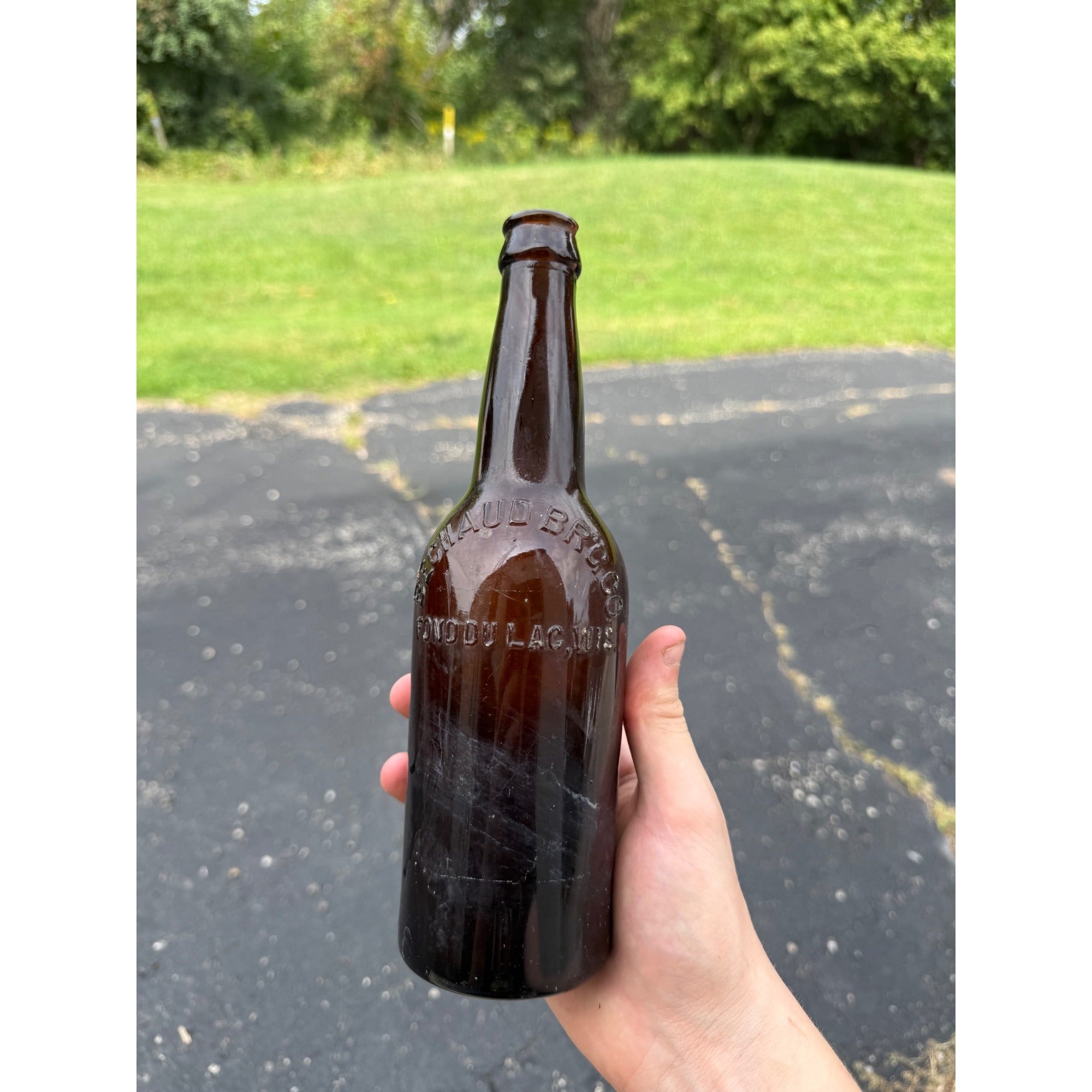 Pre-Pro Amber Bechaud Brewing Co Fond Du Lac , WIS Bottle Embossed WF&S  9 1/2"