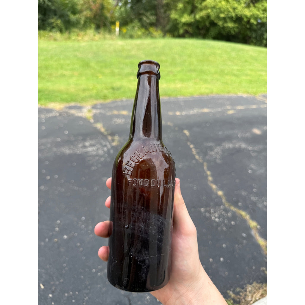 Pre-Pro Amber Bechaud Brewing Co Fond Du Lac , WIS Bottle Embossed WF&S  9 1/2"