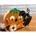 Vintage Halloween Cardboard Witch JOL Cart with Wheels Candy Container Box 1950s