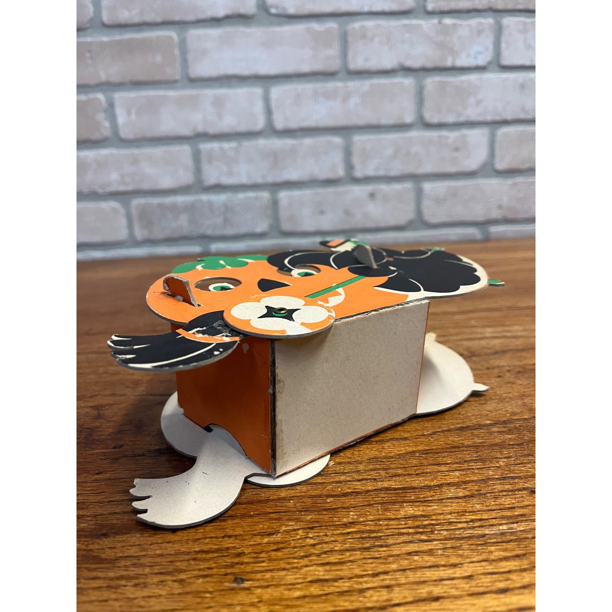 Vintage Halloween Cardboard Witch JOL Cart with Wheels Candy Container Box 1950s