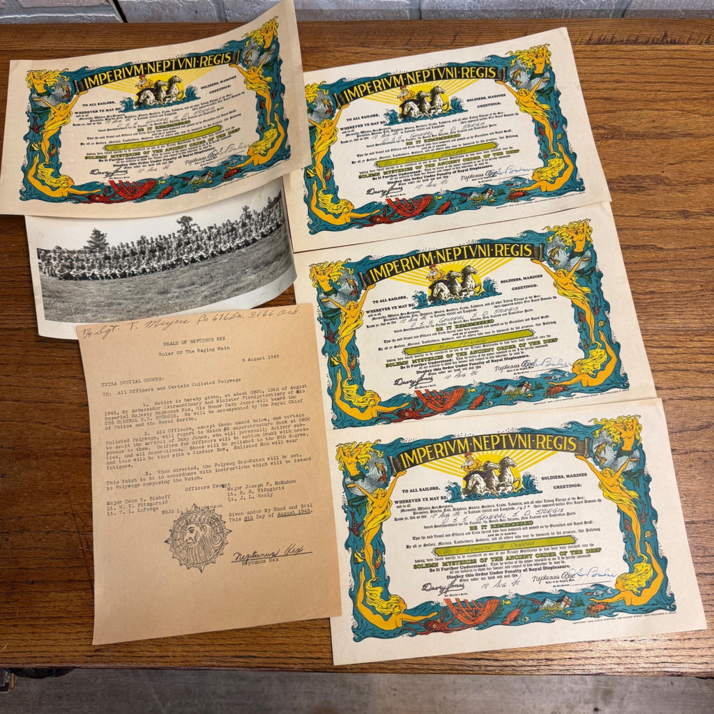 WW2 USS S.D. Sturgis Imperium Neptuni Regis Certificate Equator US Navy 3166