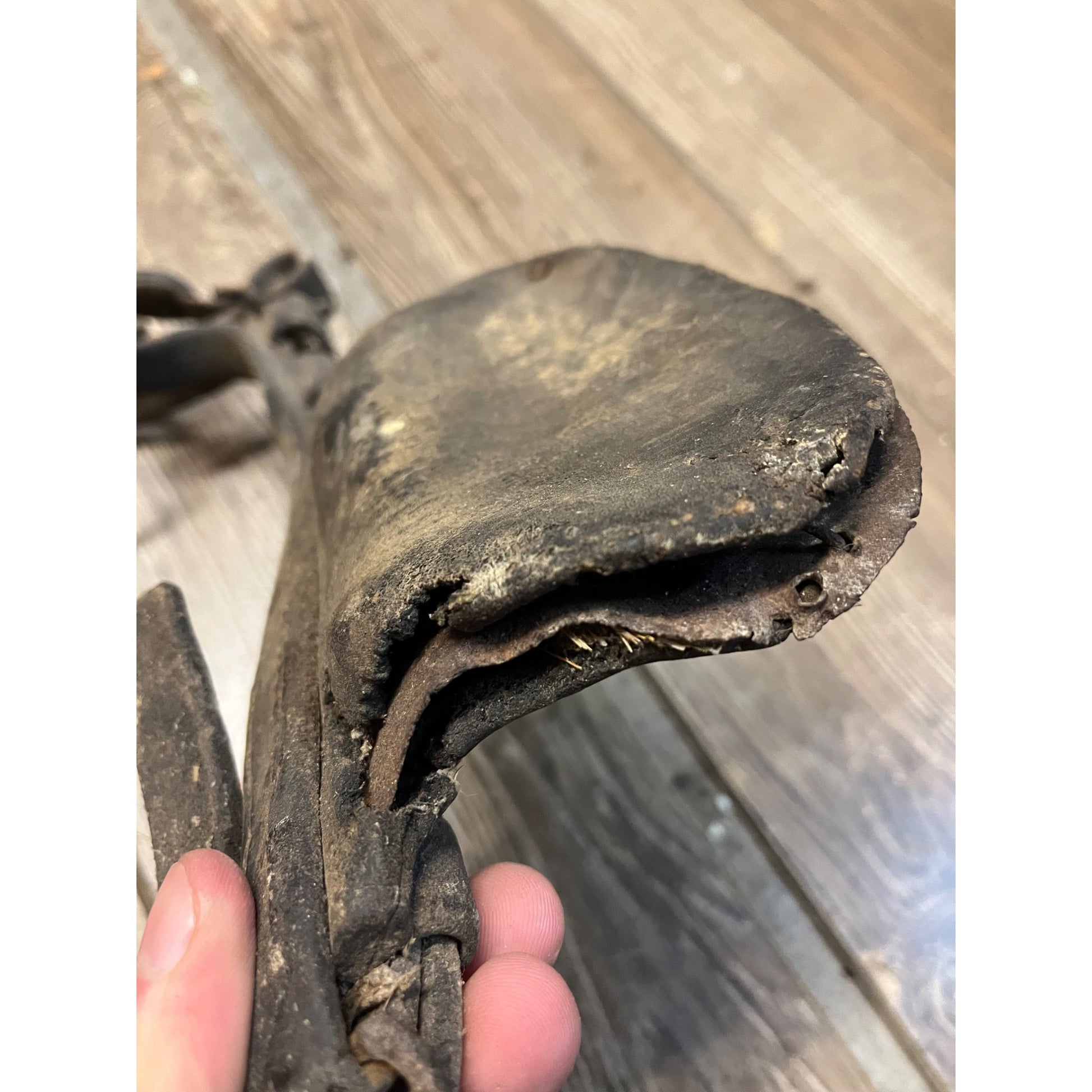 Antique 19th Century Horse Equestrian Leather Bridal Blinders Headstall Primitive