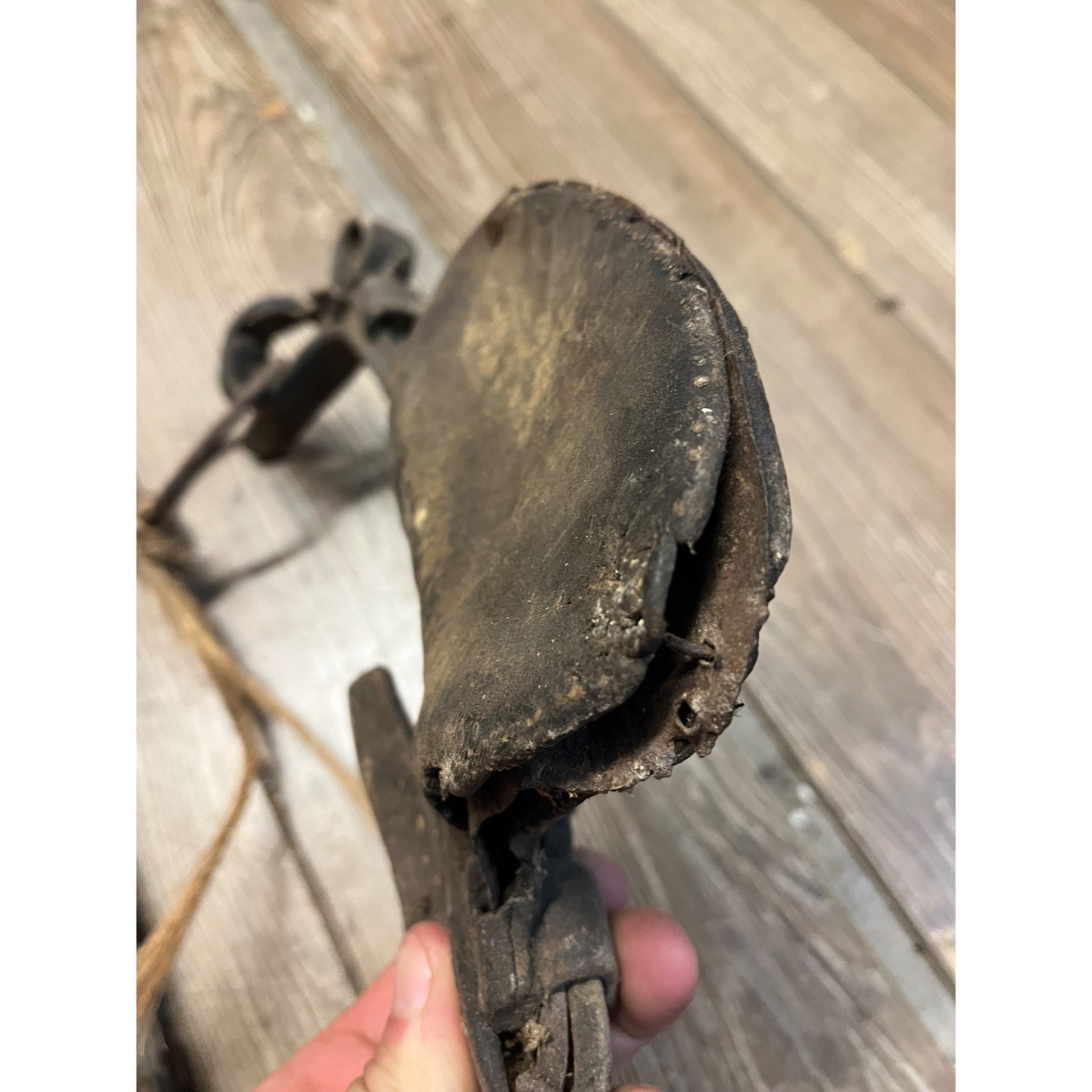 Antique 19th Century Horse Equestrian Leather Bridal Blinders Headstall Primitive