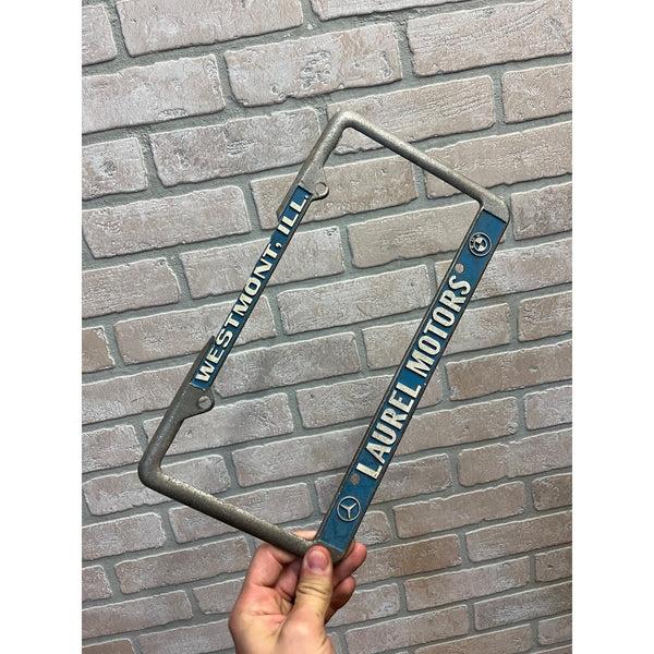 Vintage Laurel Motors Westmont IL Mercedes-Benz BMW Metal License Plate Frame