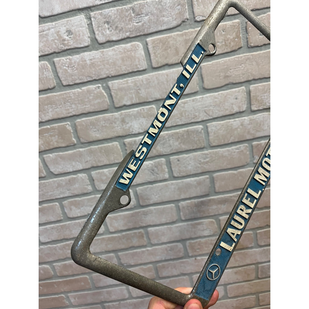 Vintage Laurel Motors Westmont IL Mercedes-Benz BMW Metal License Plate Frame
