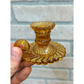 Vintage Childs Miniature Amber Glass Embossed Candle Sticker Holder