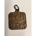 Vintage 1970s Snap-On Tools Brass Square Keychain Fob Advertising Embossed