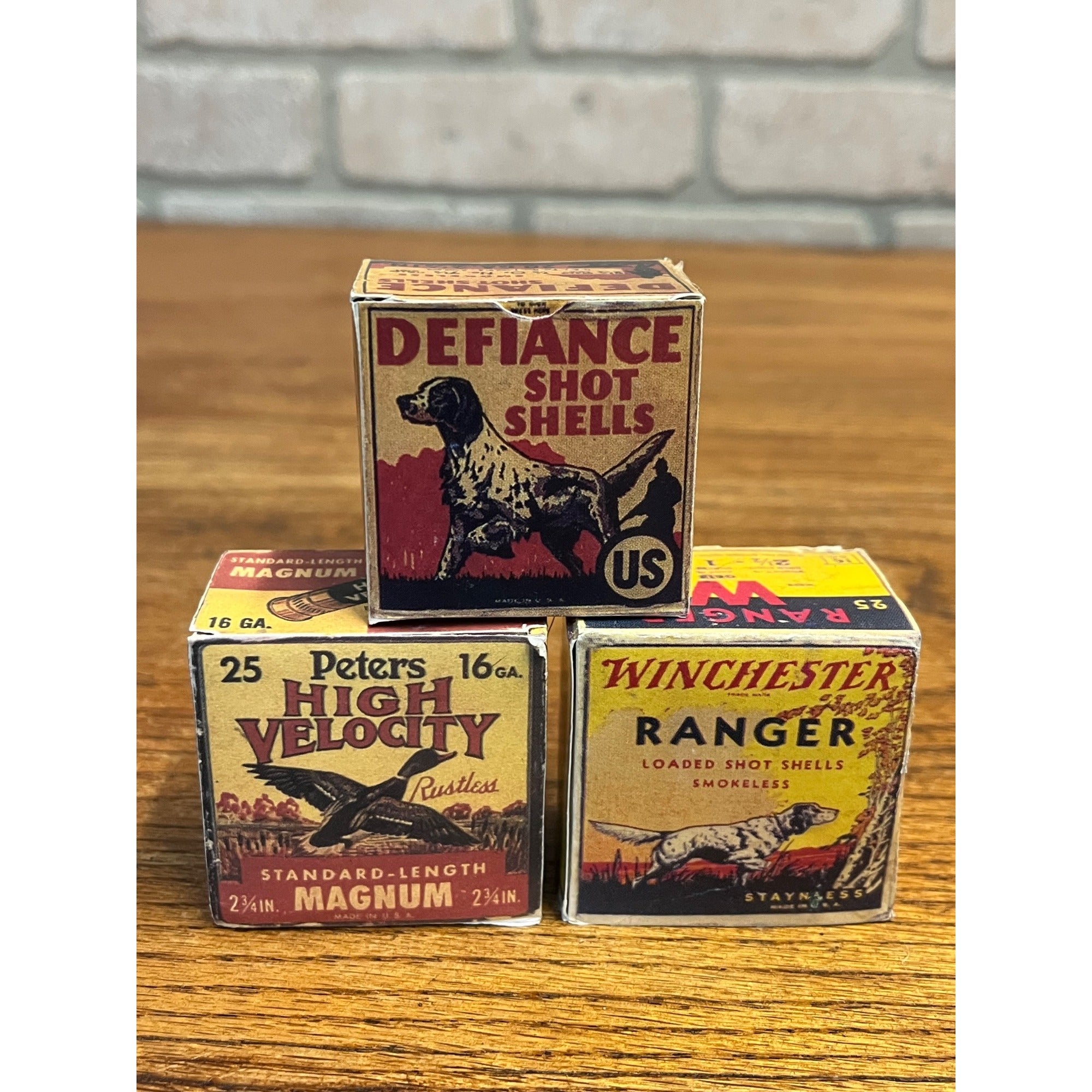 Reproduction Vintage Ammo Shell Boxes Miniature Defiance Winchester Ranger Peters