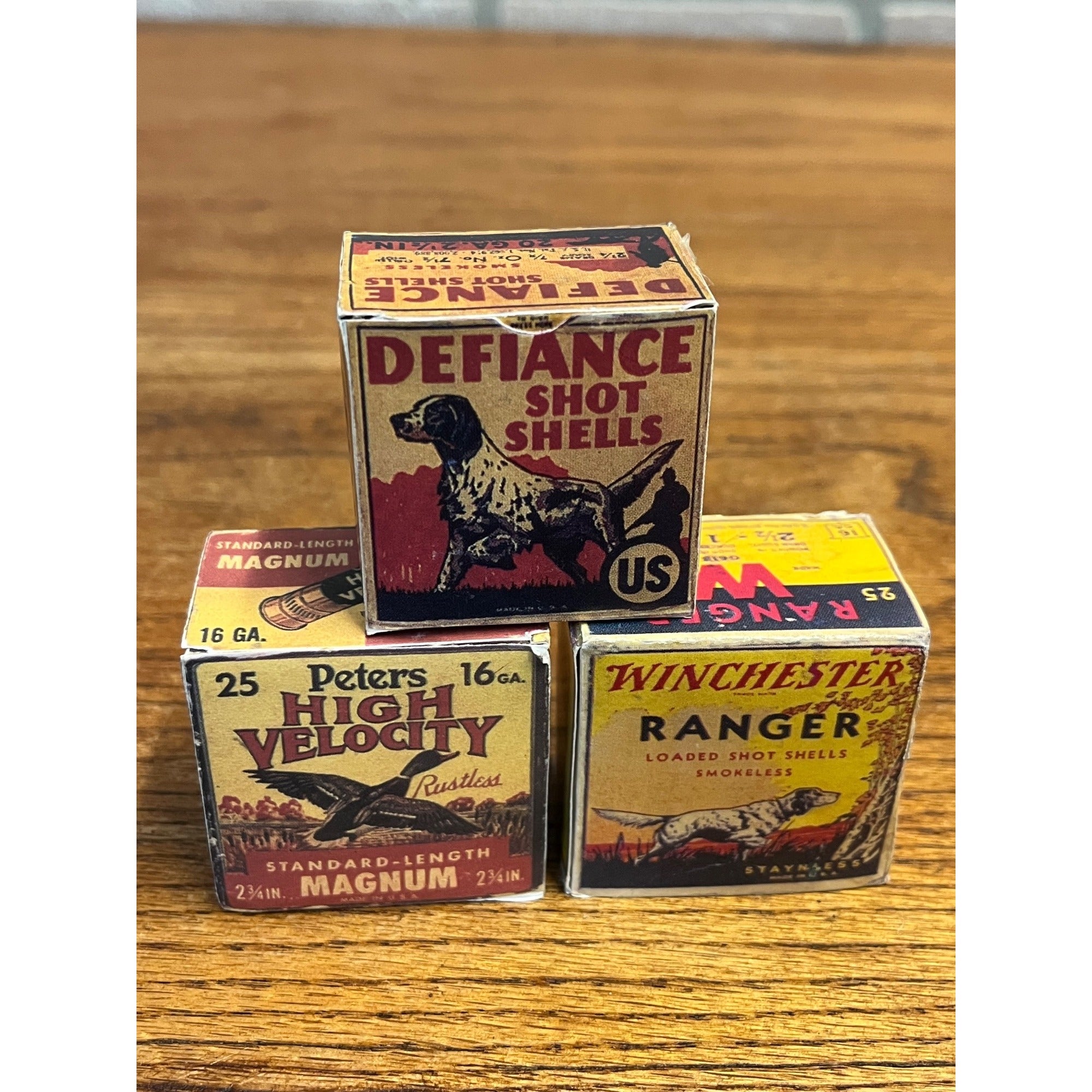 Reproduction Vintage Ammo Shell Boxes Miniature Defiance Winchester Ranger Peters