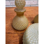 Vintage c1950s Hobnail Glass Perfume & Powder Jar Lidded Dresser Vanity Set Fenton?