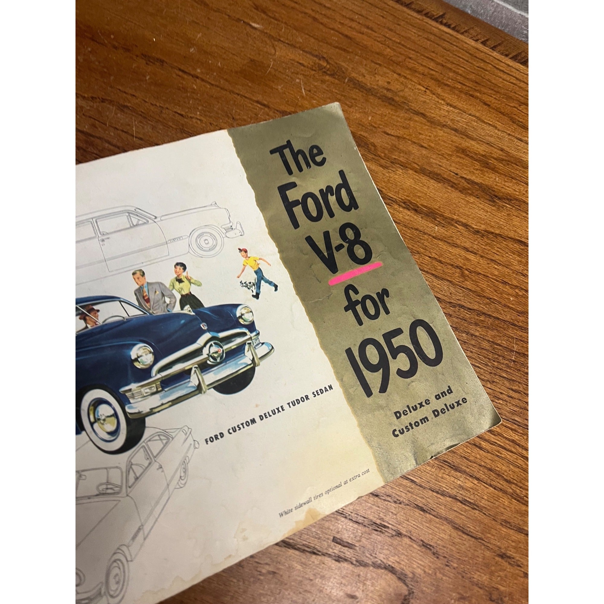 1950 Ford V-8 Tuder Sedan Vintage Original Showroom Car Sales Color Brochure