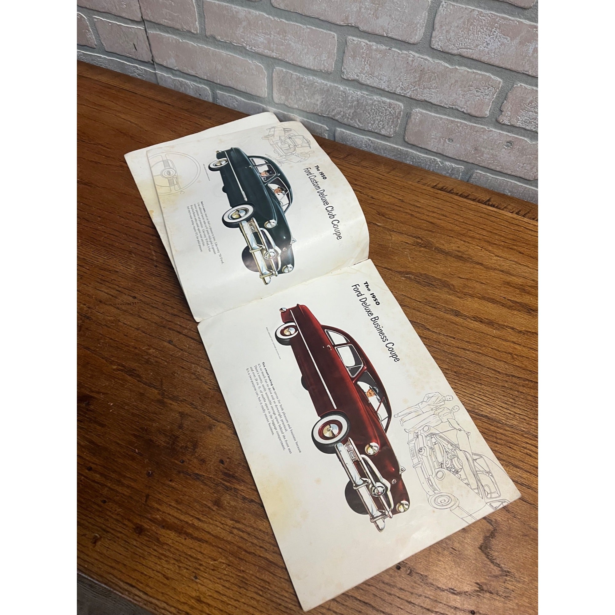 1950 Ford V-8 Tuder Sedan Vintage Original Showroom Car Sales Color Brochure