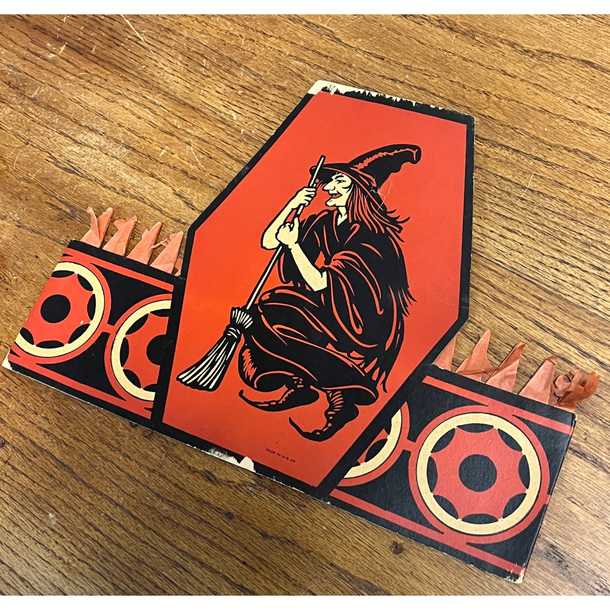 EXCEEDINGLY RARE Antique Beistle Halloween Party Hats Devil Riding Bat & Witch