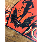 EXCEEDINGLY RARE Antique Beistle Halloween Party Hats Devil Riding Bat & Witch