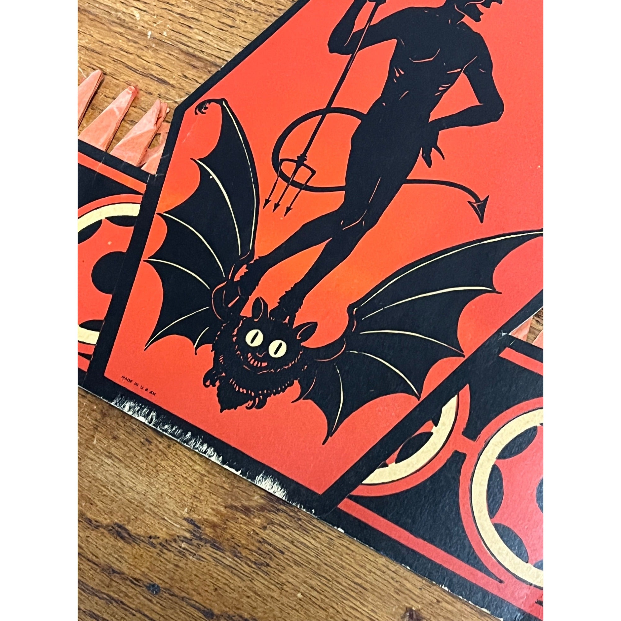 EXCEEDINGLY RARE Antique Beistle Halloween Party Hats Devil Riding Bat & Witch