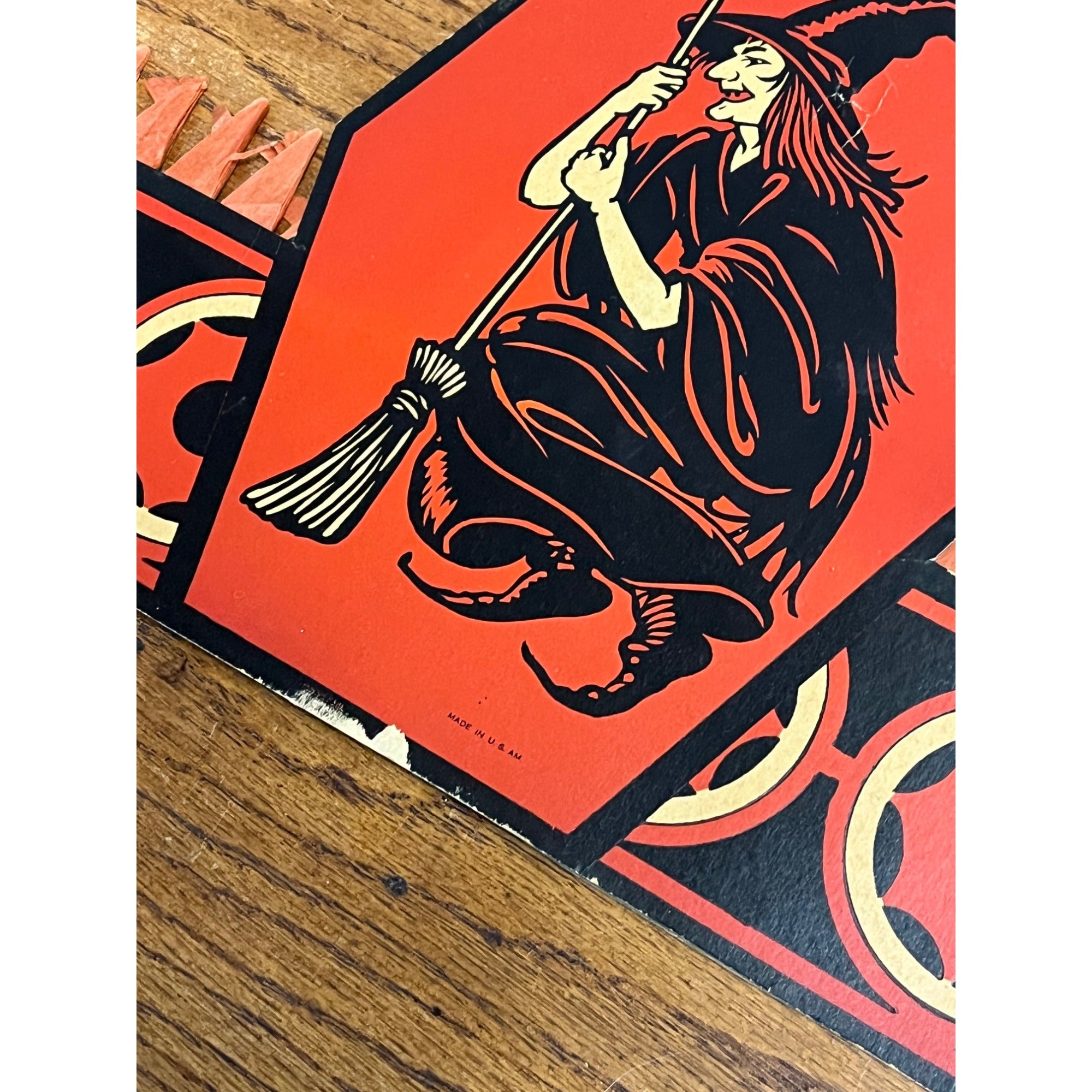 EXCEEDINGLY RARE Antique Beistle Halloween Party Hats Devil Riding Bat & Witch