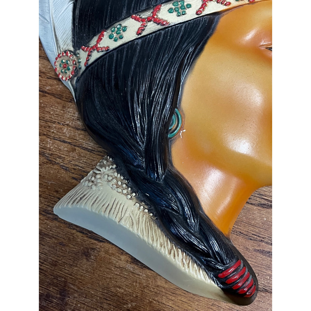 Vintage Native American Indian Chalkware Wall Plaques Wisconsin Dells Souvenirs