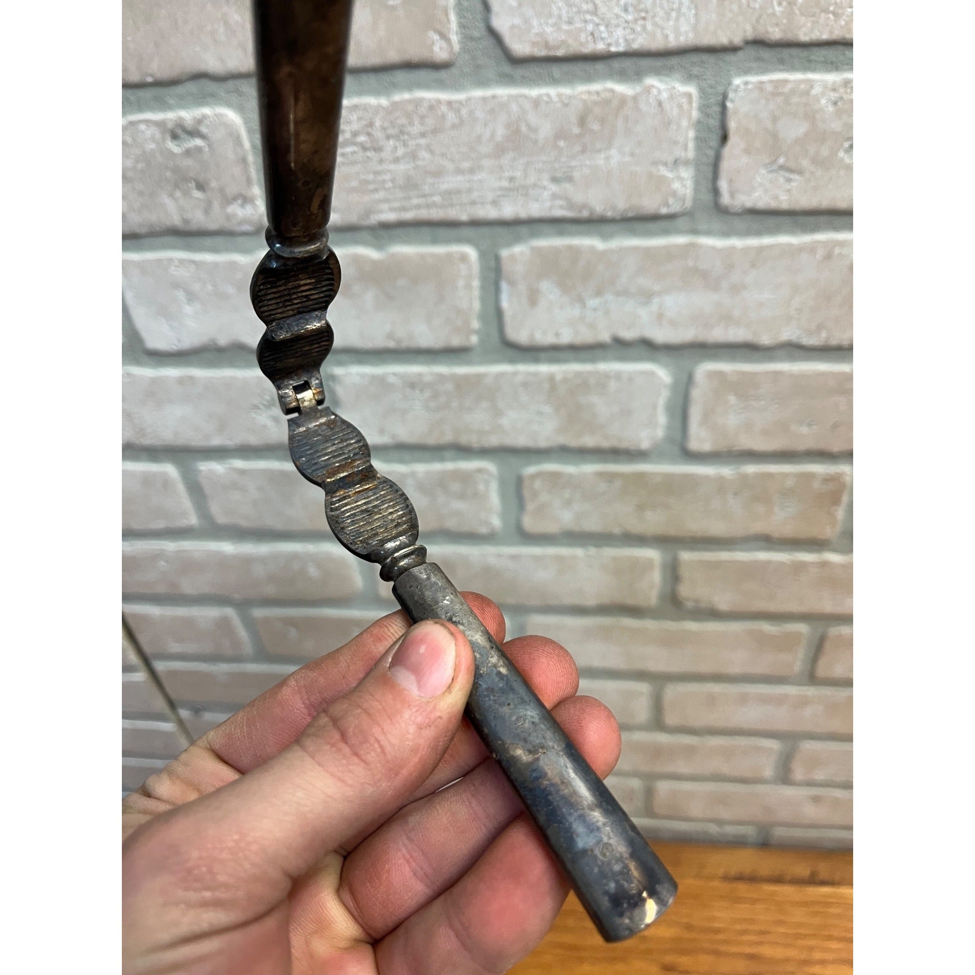 Vintage Mother of Pearl Double Nut Cracker Silver Tone MOP Victorian Utensil