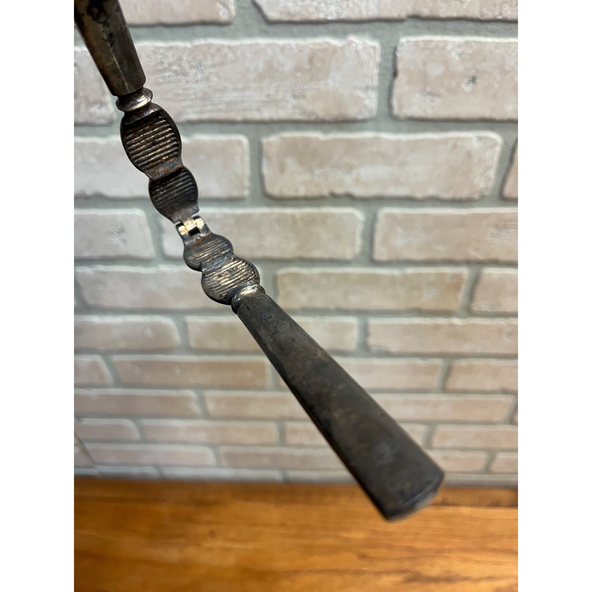 Vintage Mother of Pearl Double Nut Cracker Silver Tone MOP Victorian Utensil