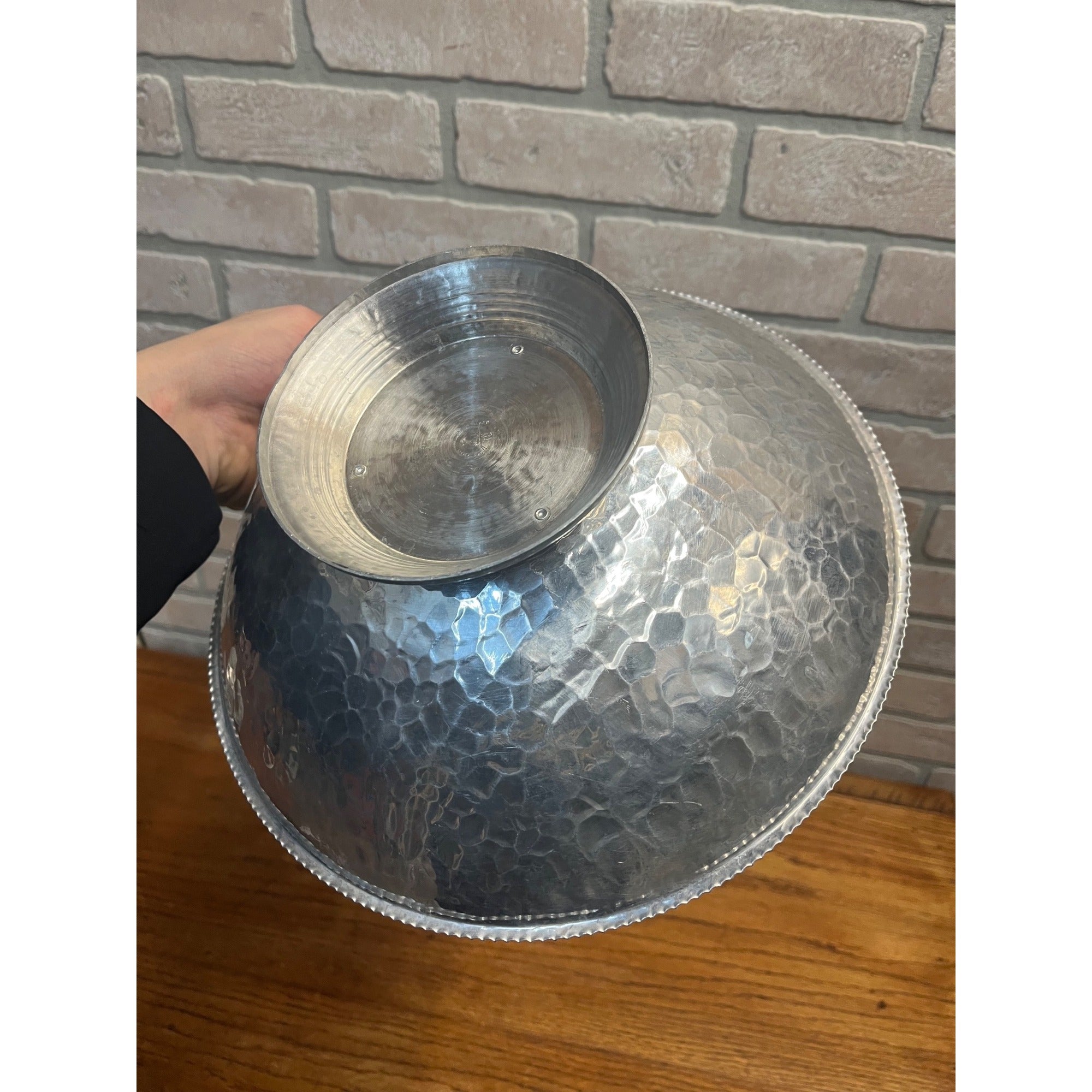 Vintage Mid Century Aluminum Fruit Bowl Mum Decorative Kitchen Decor Hammered