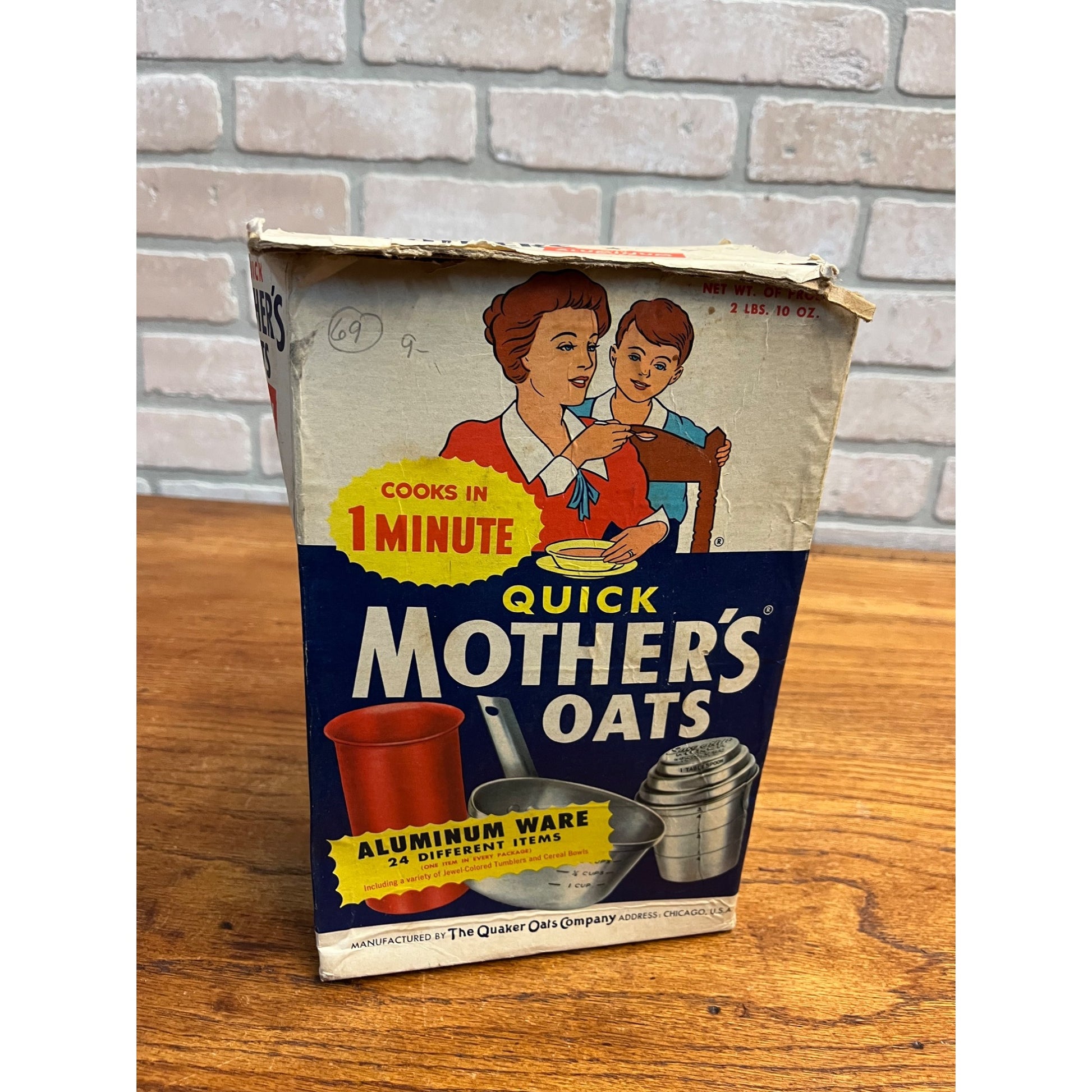Antique 1920s Quaker Oats Co. "Quick Mothers Oats"  Empty Box Advertising