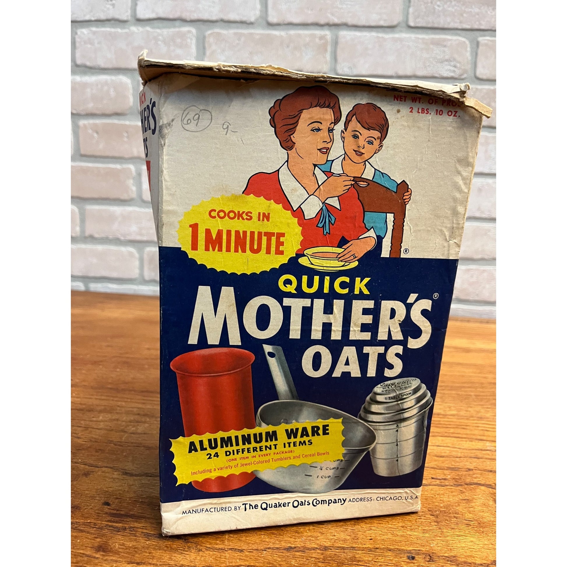 Antique 1920s Quaker Oats Co. "Quick Mothers Oats"  Empty Box Advertising