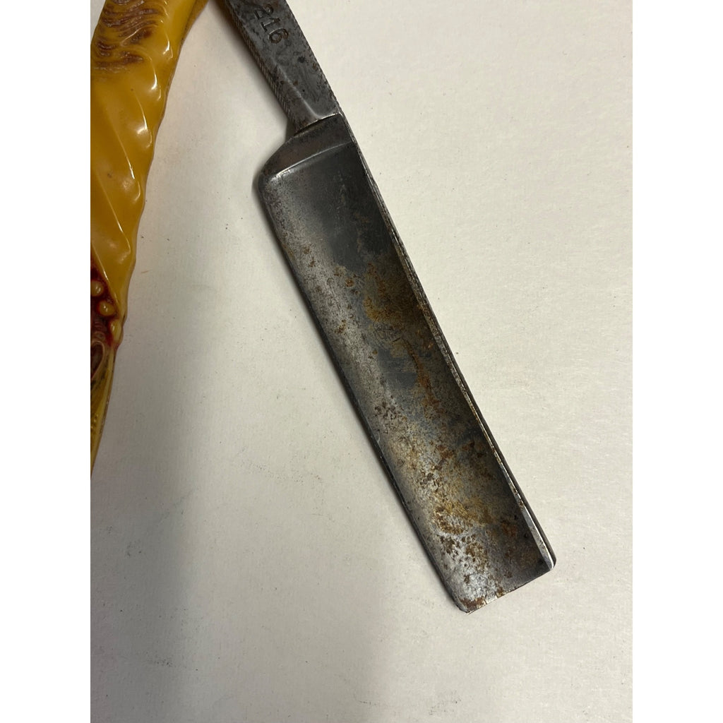 SCARCE Antique Figural Horse Celluloid Straight Razor Doyle #10 Freije Asha