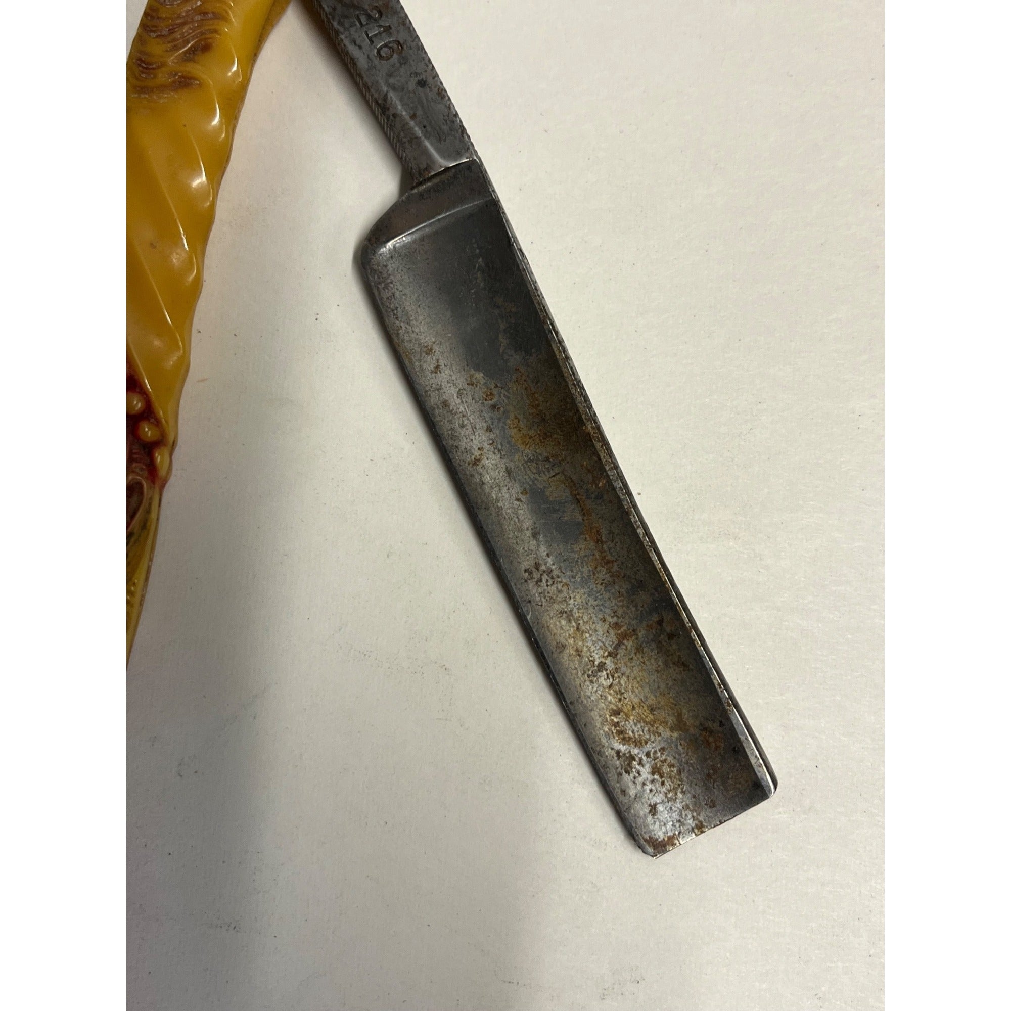 SCARCE Antique Figural Horse Celluloid Straight Razor Doyle #10 Freije Asha
