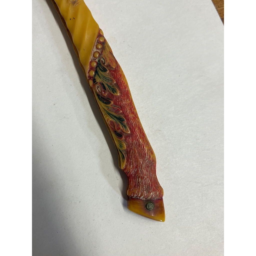 SCARCE Antique Figural Horse Celluloid Straight Razor Doyle #10 Freije Asha