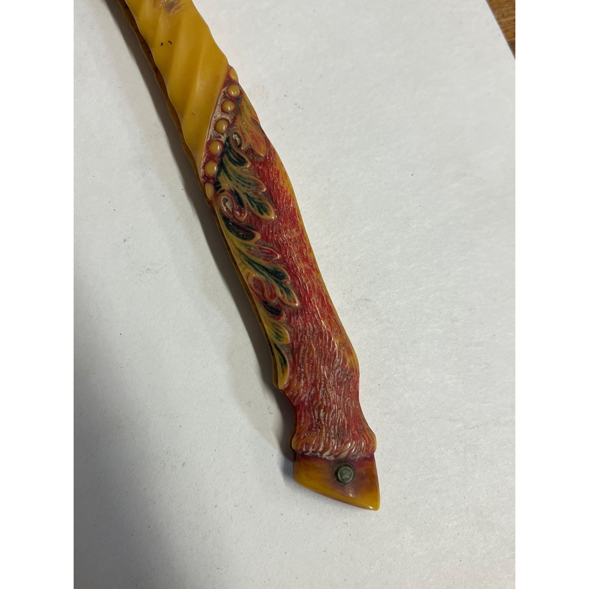 SCARCE Antique Figural Horse Celluloid Straight Razor Doyle #10 Freije Asha