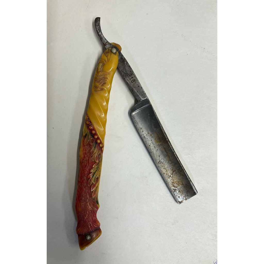 SCARCE Antique Figural Horse Celluloid Straight Razor Doyle #10 Freije Asha