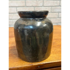 Antique Primitive Stoneware Brown Albany Cream Pot Crock Farmhouse