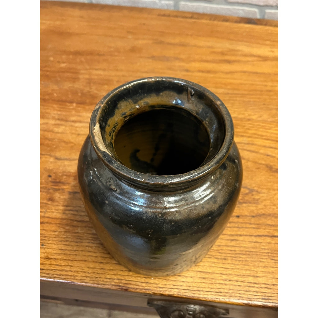 Antique Primitive Stoneware Brown Albany Cream Pot Crock Farmhouse