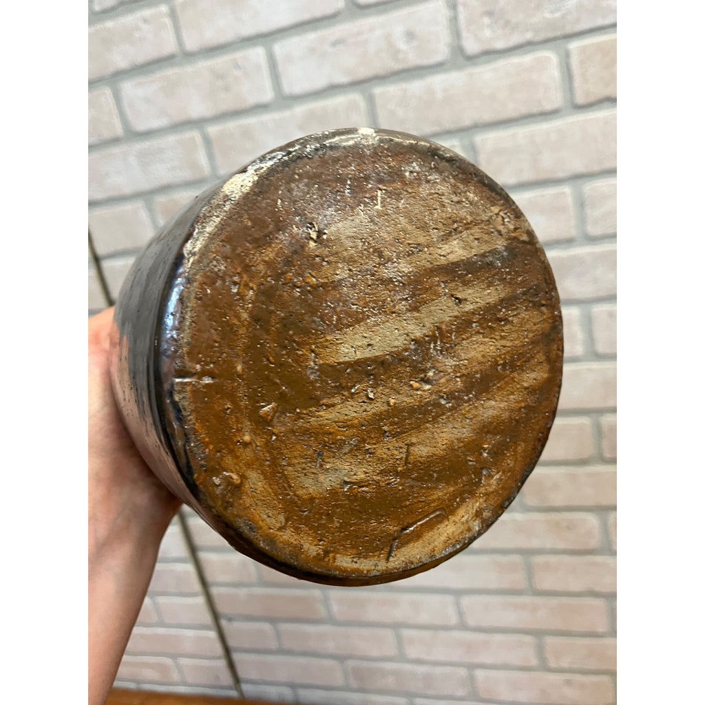 Antique Primitive Stoneware Brown Albany Cream Pot Crock Farmhouse