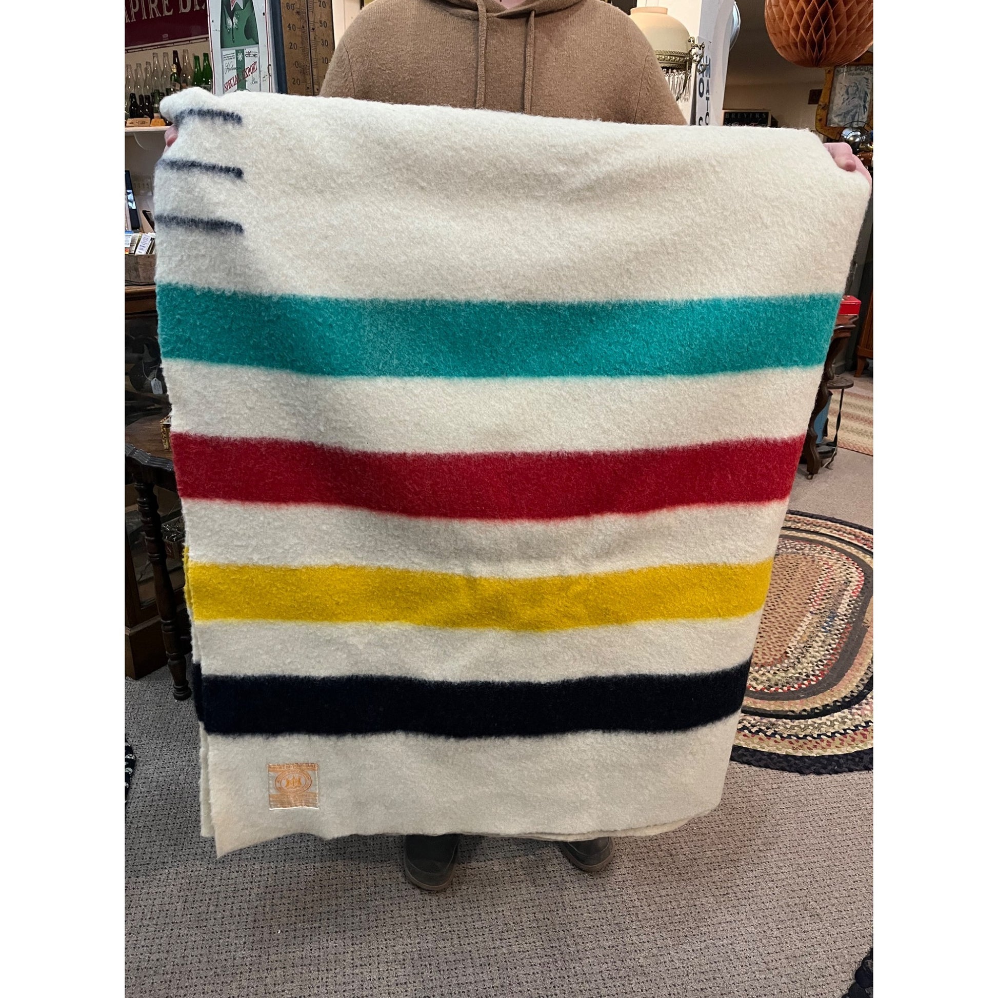 Vintage Genuine Hudson's Bay Candy Stripe 3.5 Point Blanket 63" x 80"
