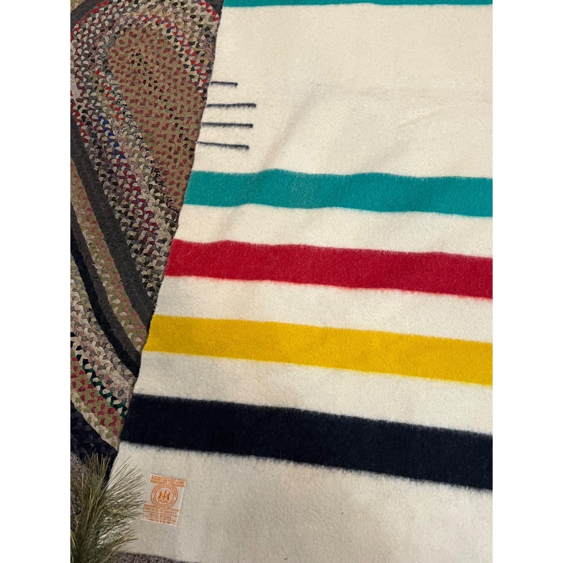 Vintage Genuine Hudson's Bay Candy Stripe 3.5 Point Blanket 63" x 80"