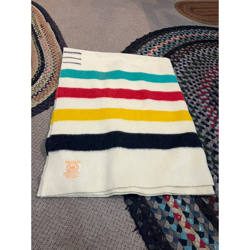 Vintage Genuine Hudson's Bay Candy Stripe 3.5 Point Blanket 63" x 80"