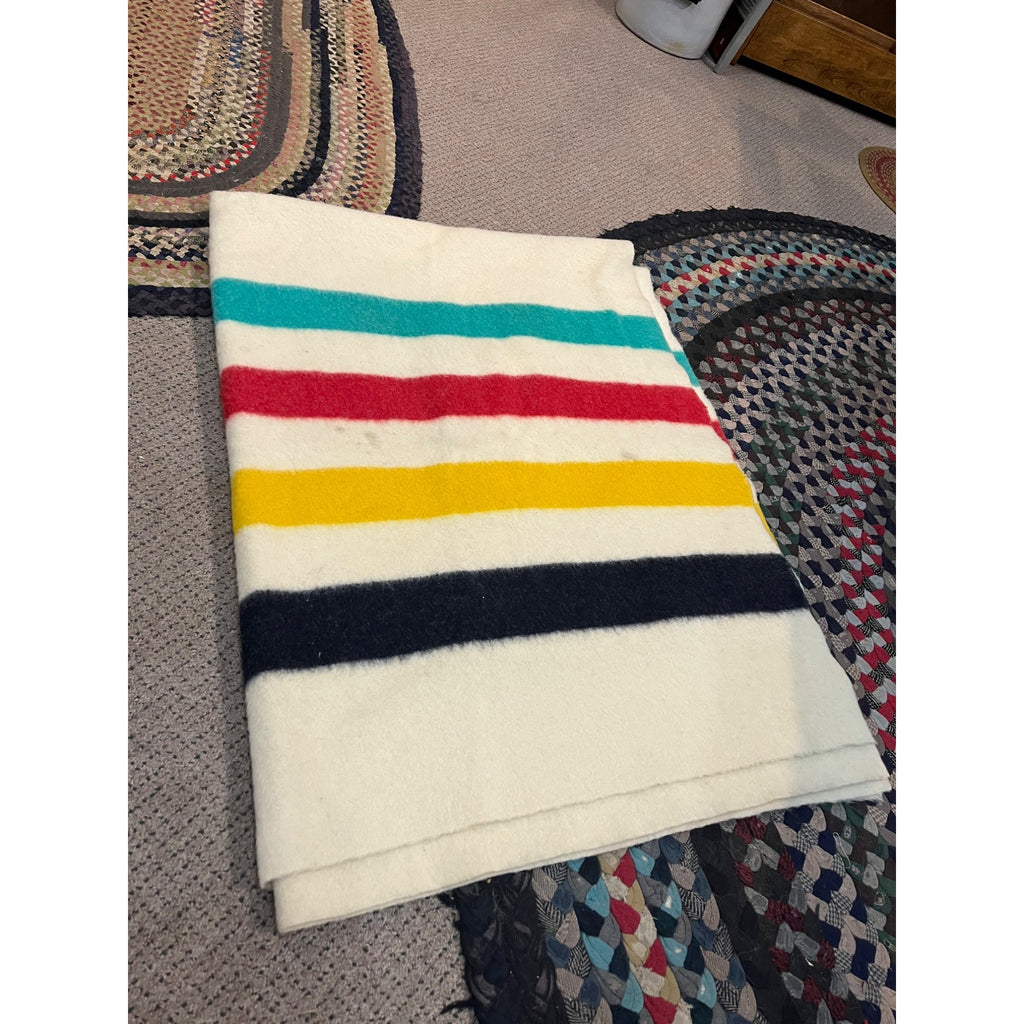 Vintage Genuine Hudson's Bay Candy Stripe 3.5 Point Blanket 63" x 80"