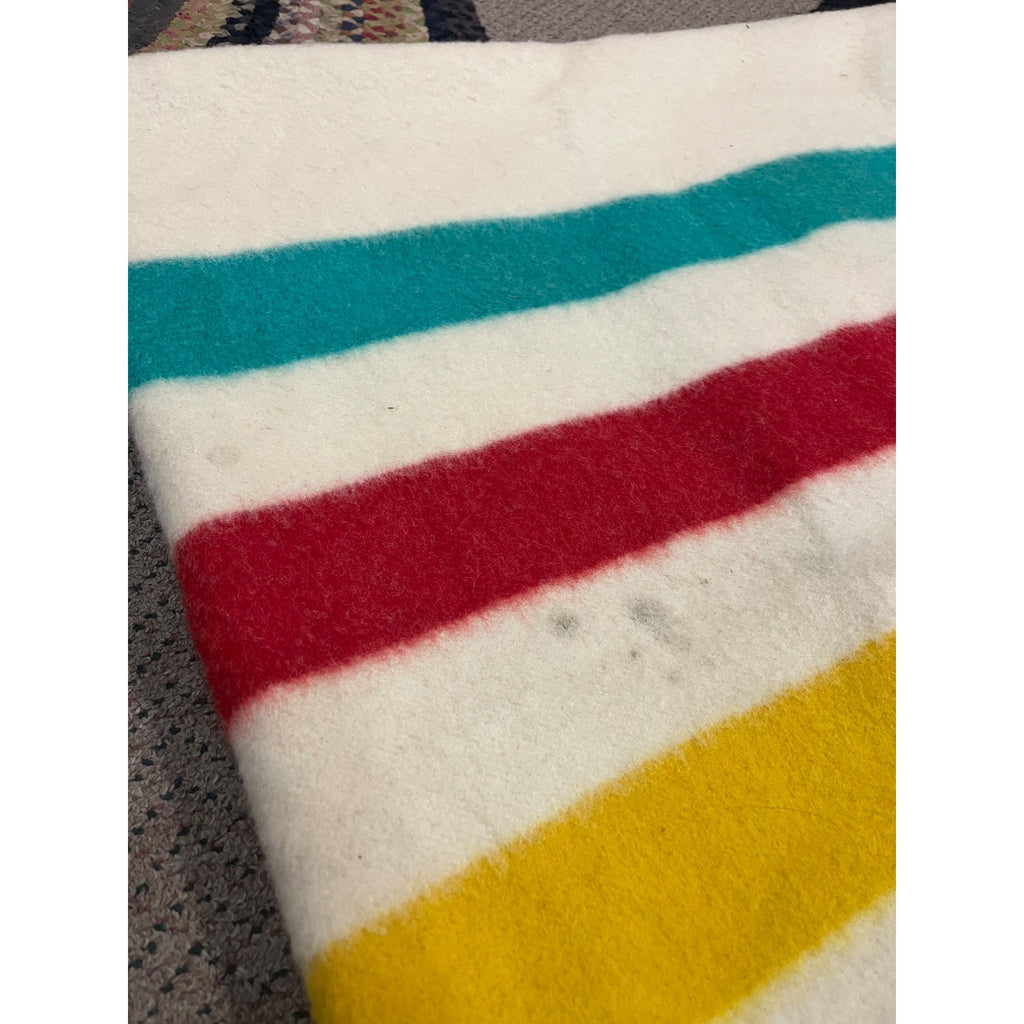 Vintage Genuine Hudson's Bay Candy Stripe 3.5 Point Blanket 63" x 80"