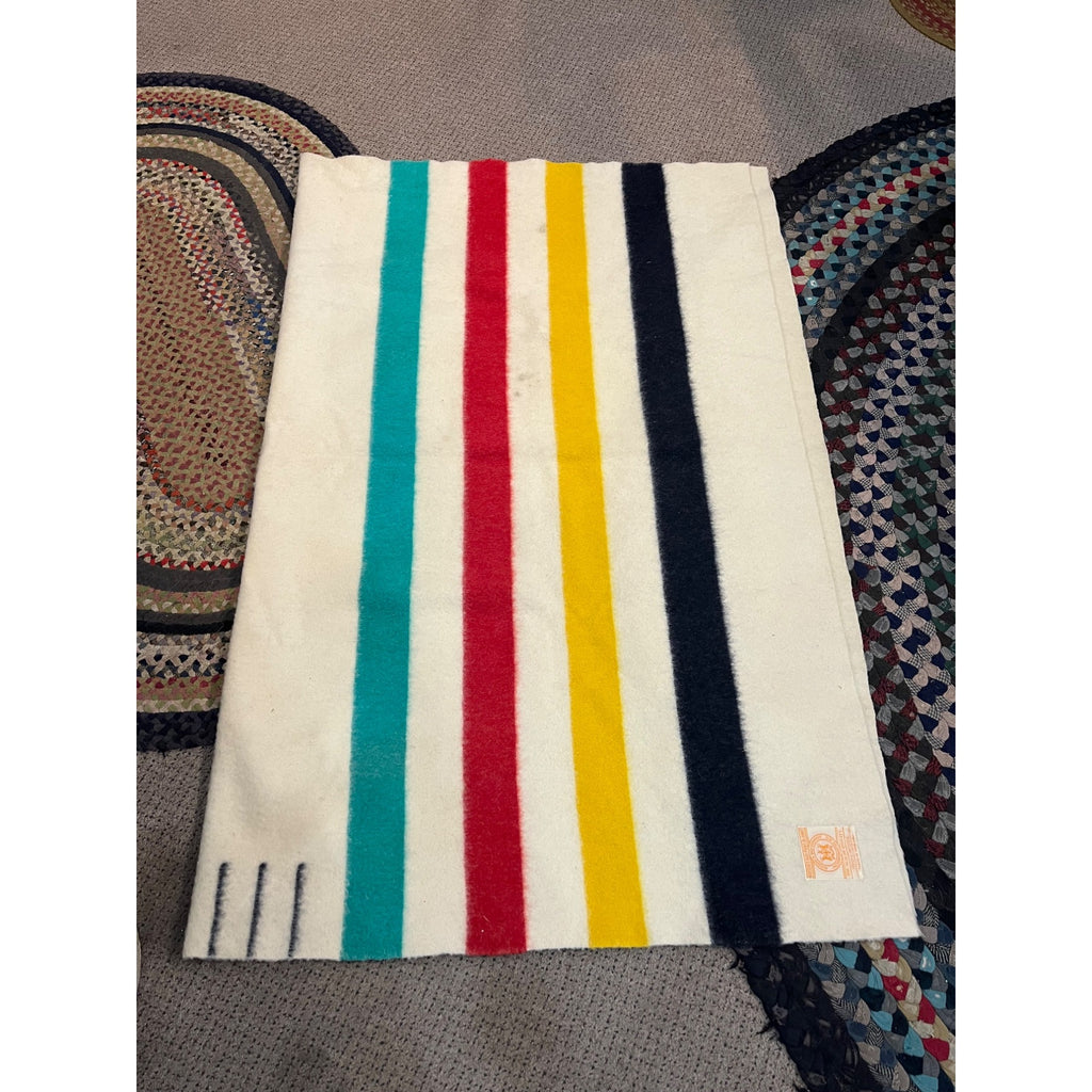 Vintage Genuine Hudson's Bay Candy Stripe 3.5 Point Blanket 63" x 80"