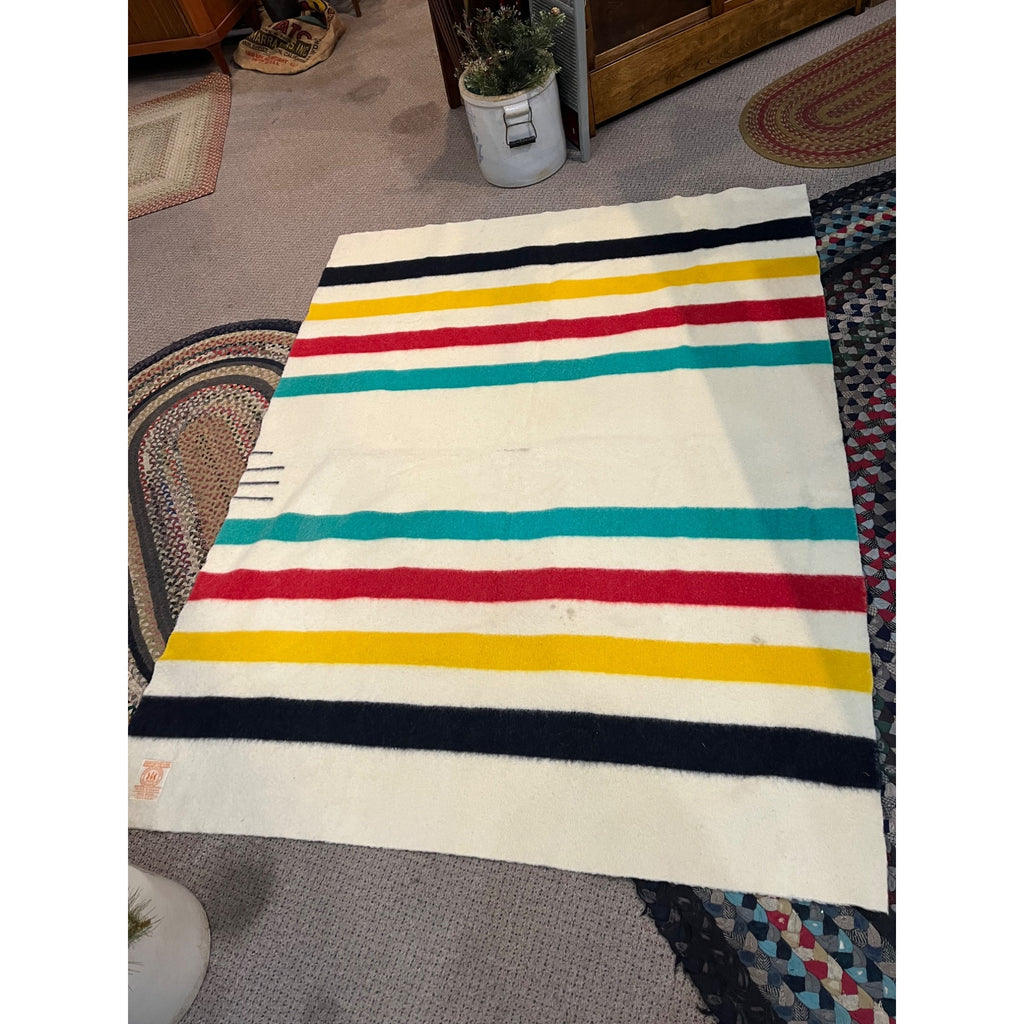 Vintage Genuine Hudson's Bay Candy Stripe 3.5 Point Blanket 63" x 80"