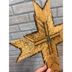 Vintage Burnt Wood Match Stick Cross Handmade Folk Tramp Art 13"