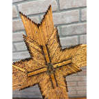 Vintage Burnt Wood Match Stick Cross Handmade Folk Tramp Art 13"
