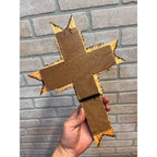 Vintage Burnt Wood Match Stick Cross Handmade Folk Tramp Art 13"