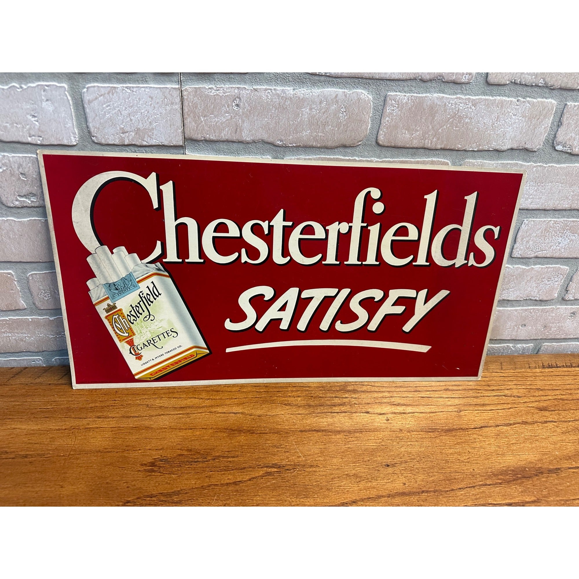 Vintage Chesterfield Cigarettes Store Display Advertising Sign Cardstock 1950s