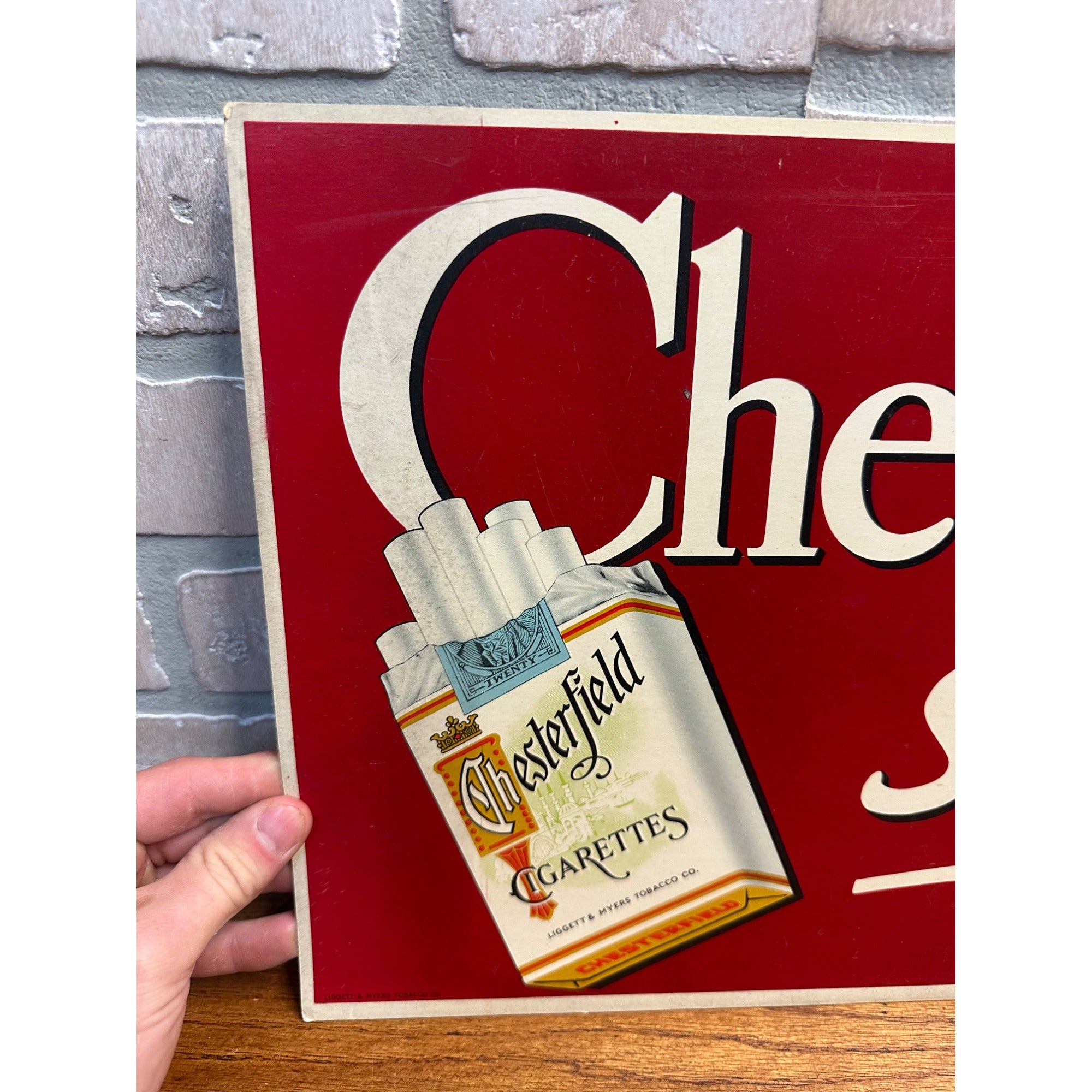 Vintage Chesterfield Cigarettes Store Display Advertising Sign Cardstock 1950s